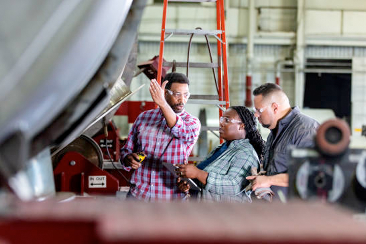 Engineer explaining the process