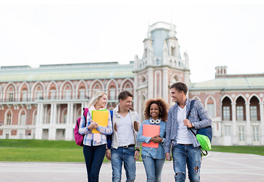 university students walking